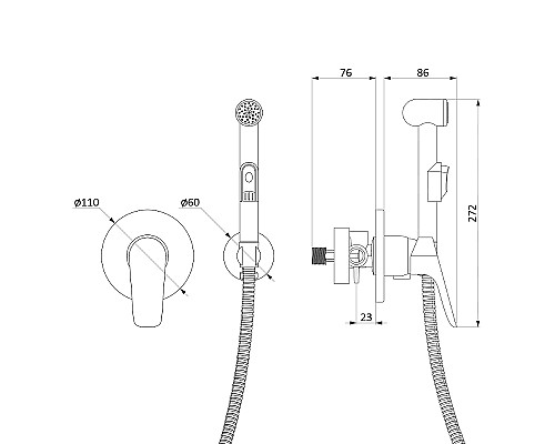 Гигиенический душ со смесителем Damixa Jupiter 777510001 Хром