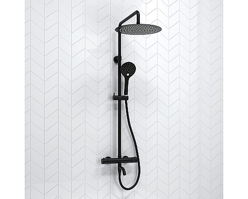 Душевая система WasserKRAFT A288.160.078.BM Thermo с термостатом Черная матовая