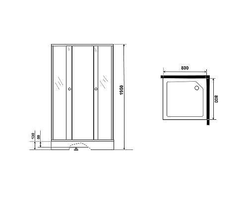 Душевой уголок Niagara Eco 100х100 NG-010-14QT профиль Черный стекло тонированное