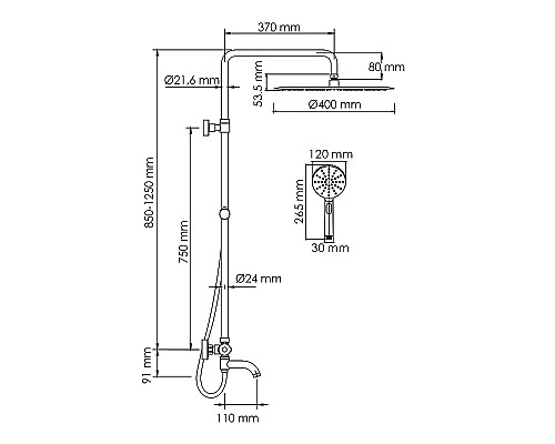 Душевая система WasserKRAFT A188.117.127.087.CH Thermo с термостатом Хром