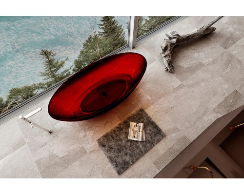 Ванна из полиэфирной смолы Abber Kristall 180х85 AT9702Rubin Красная без гидромассажа