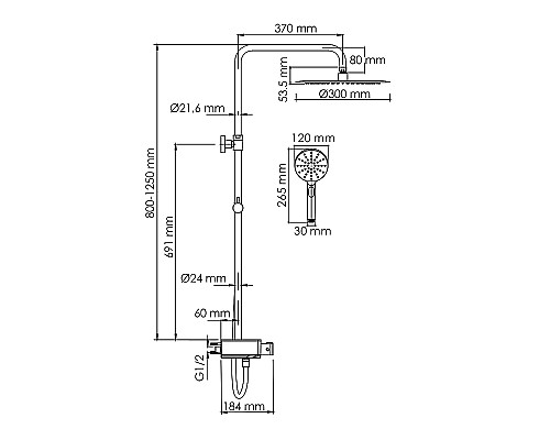Душевая система WasserKRAFT A113.116.127.CH Thermo с термостатом Хром Белая