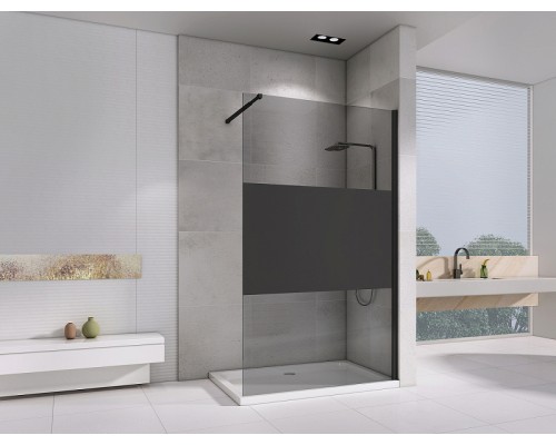 Душевая перегородка Abber Immer Offen 120 AG69120BT профиль Черный стекло прозрачное с тонированной полосой