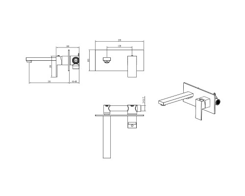 Смеситель для раковины Boheme Qubic 475-B Черный матовый
