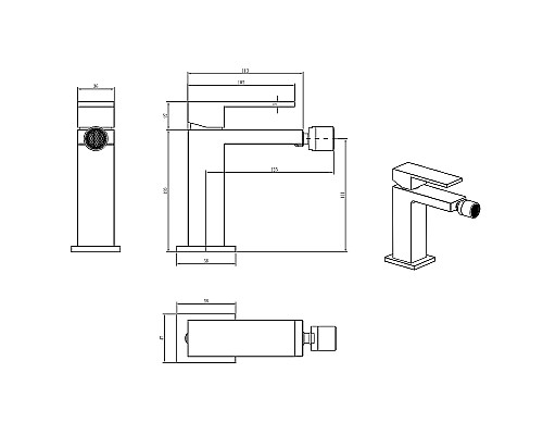 Смеситель для биде Boheme Qubic 476-CR Хром