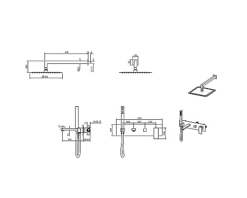 Душевая система Boheme Qubic 474-GM Оружейная сталь матовая