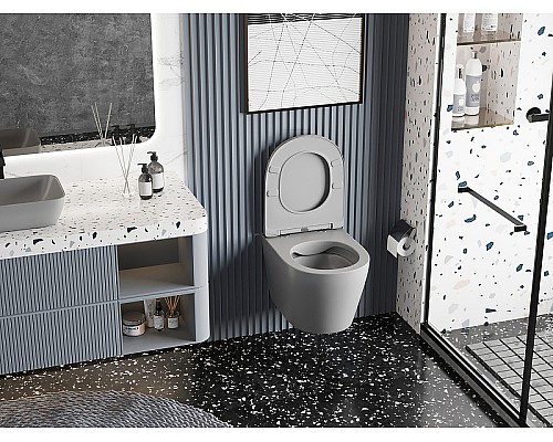 Унитаз Abber Bequem AC1102MG подвесной Серый матовый с сиденьем Микролифт