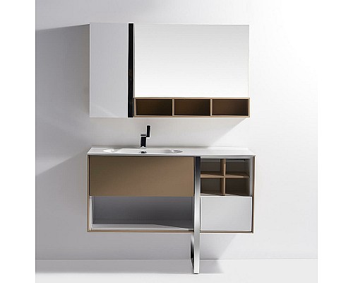 Зеркало со шкафом Orans BC-NL014S-1200 120 014SMr Бежевое Белое