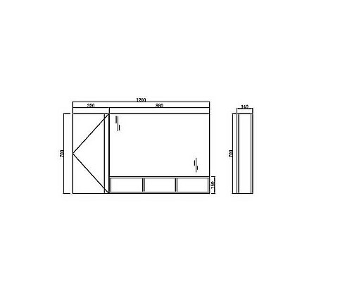 Зеркало со шкафом Orans BC-NL014S-1200 120 014SMr Бежевое Белое