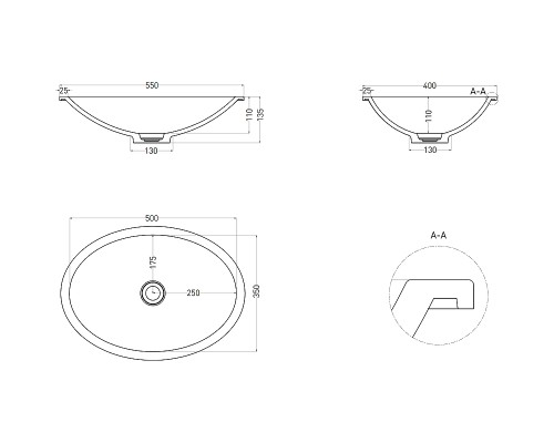 Раковина Salini Marea 11 55 1802211M Белая матовая