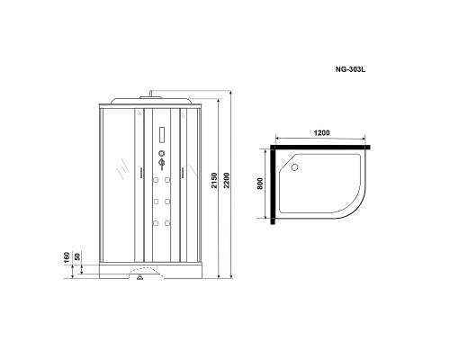 Душевая кабина Niagara Ultra 120x80 L NG-303-01L с гидромассажем