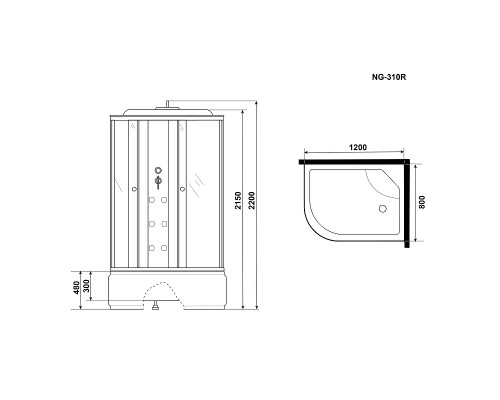 Душевая кабина Niagara Ultra 120x80 R NG-310-01R с гидромассажем