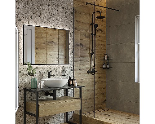 Душевая перегородка STWORKI Берген 60 MV-BE-60-BL профиль Черный матовый стекло прозрачное