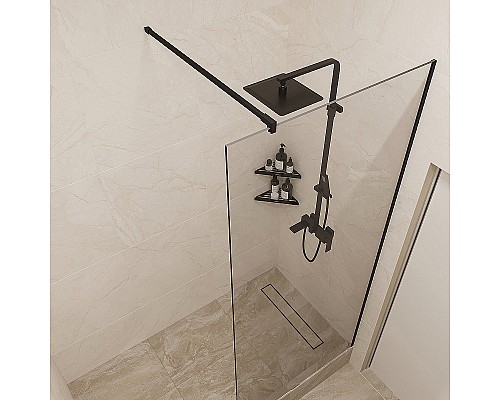 Душевая перегородка STWORKI Берген 60 MV-BE-60-BL профиль Черный матовый стекло прозрачное