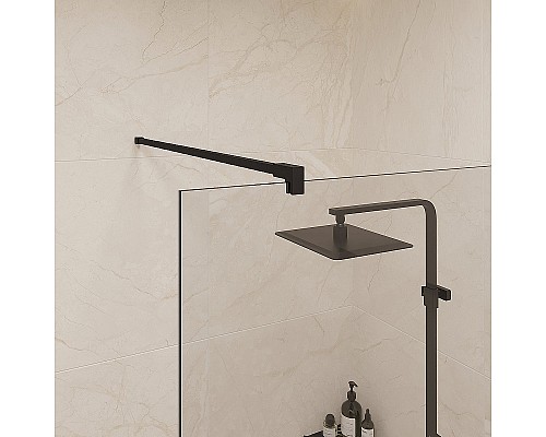 Душевая перегородка STWORKI Берген 60 MV-BE-60-BL профиль Черный матовый стекло прозрачное