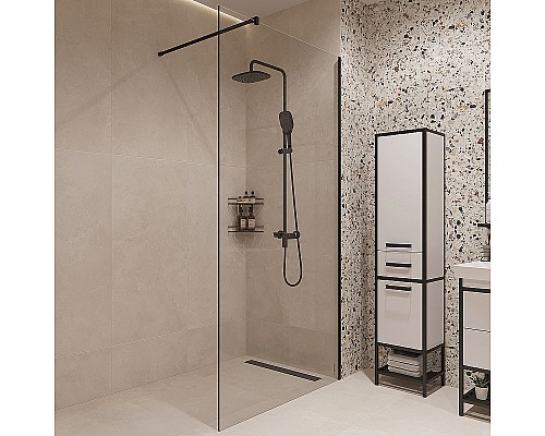 Душевая перегородка STWORKI Берген 110 MV-BE-110-BL профиль Черный матовый стекло прозрачное