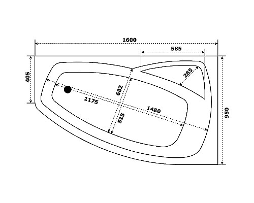 Акриловая ванна STWORKI Монтре 160x95 R Mn1600R без гидромассажа