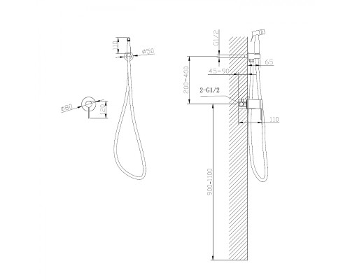 Гигиенический душ со смесителем Abber Emotion AF8825G Золото матовое