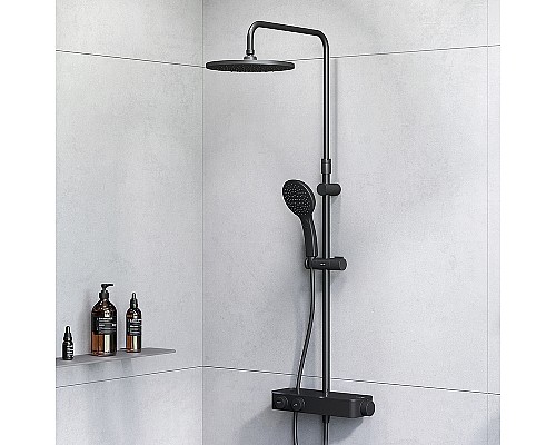 Душевая система AM.PM Inspire V2.0 F0750A422 с термостатом Черная матовая