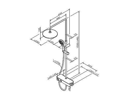 Душевая система AM.PM Inspire V2.0 F0750A422 с термостатом Черная матовая