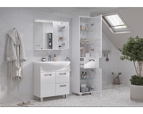 Зеркало со шкафом Volna Joli 80 R zsJOLI80.R-01 с подсветкой Белое