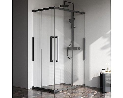 Душевой уголок AM.PM Func 120x80 W84G-403-12080-BТ профиль Черный матовый стекло прозрачное