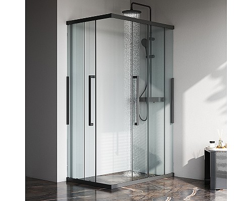Душевой уголок AM.PM Func 120x80 W84G-403-12080-BТ профиль Черный матовый стекло прозрачное