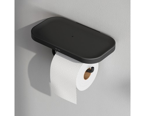 Держатель туалетной бумаги AM.PM Func A8F341422 с полкой Черный матовый