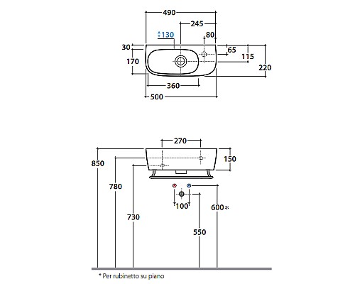 Раковина Globo Genesis 50 R GE046.BI*0 Белая