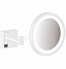 Косметическое зеркало Hansgrohe AddStoris с подсветкой с увеличением Белое матовое