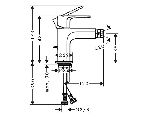 Смеситель для биде Hansgrohe Rebris E 72211670 Черный матовый