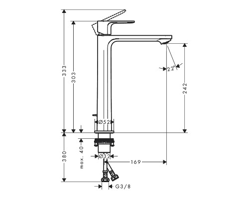 Смеситель для раковины Hansgrohe Rebris E 72581000 Хром