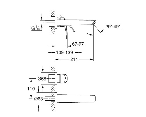 Смеситель для раковины Grohe Eurosmart 29338003 Хром