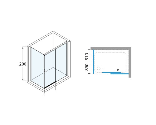 Душевая дверь Novellini Opera 120 R OPEPH119D-1K профиль Хром стекло прозрачное