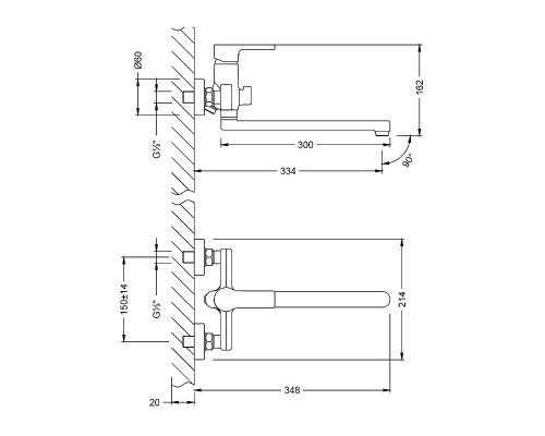 Смеситель для ванны Lemark Aura LM0651CH универсальный Хром