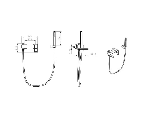 Смеситель для ванны Boheme Q 143-BUW.2 Черный матовый Синий