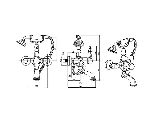 Смеситель для ванны Boheme Medici Ripresa 303-SW Бронза