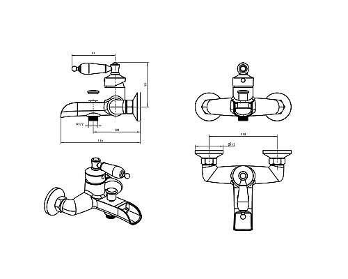 Смеситель для ванны Boheme Vogue 223-BSW Хром