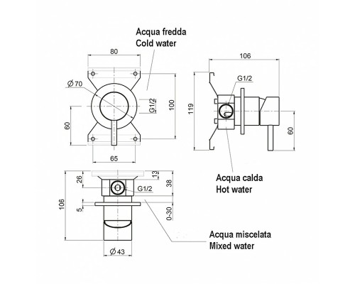 Смеситель для душа Cisal Xion XI000304D1 Нержавеющая сталь