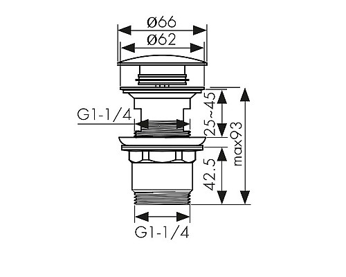 Донный клапан Kaiser 8040-9 click-clack Черный матовый