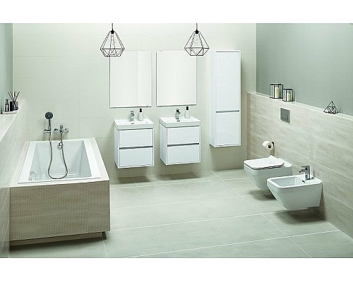 Комплект унитаза с инсталляцией Cersanit Crea 64443 с сиденьем Микролифт и клавишей смыва Хром глянцевый