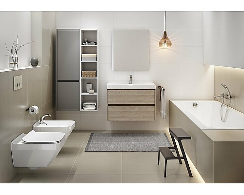 Комплект унитаза с инсталляцией Cersanit Crea 64443 с сиденьем Микролифт и клавишей смыва Хром глянцевый