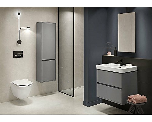 Комплект унитаза с инсталляцией Cersanit Crea 64443 с сиденьем Микролифт и клавишей смыва Хром глянцевый