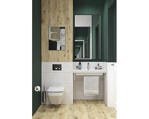 Комплект унитаза с инсталляцией Cersanit Crea 64443 с сиденьем Микролифт и клавишей смыва Хром глянцевый