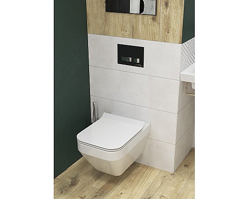 Комплект унитаза с инсталляцией Cersanit Crea 64443 с сиденьем Микролифт и клавишей смыва Хром глянцевый