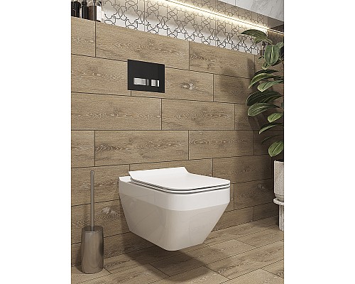 Комплект унитаза с инсталляцией Cersanit Crea 64443 с сиденьем Микролифт и клавишей смыва Хром глянцевый