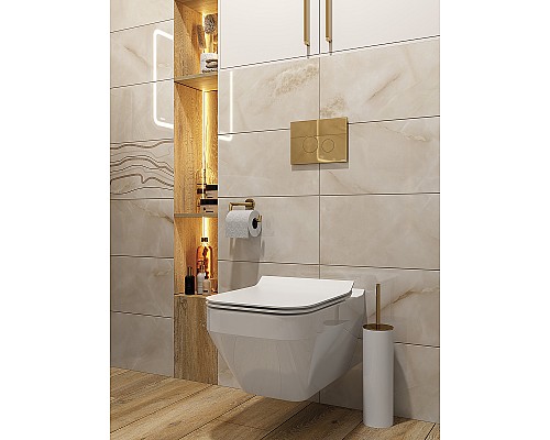 Комплект унитаза с инсталляцией Cersanit Crea 64443 с сиденьем Микролифт и клавишей смыва Хром глянцевый