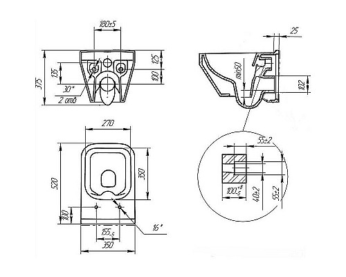 Комплект унитаза с инсталляцией Cersanit Crea 64443 с сиденьем Микролифт и клавишей смыва Хром глянцевый