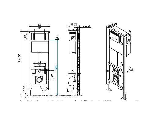 Комплект унитаза с инсталляцией Cersanit Crea 64443 с сиденьем Микролифт и клавишей смыва Хром глянцевый