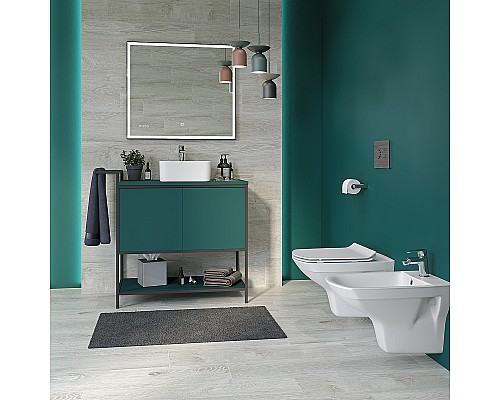 Комплект унитаза с инсталляцией Cersanit Carina 64440 с сиденьем Микролифт и клавишей смыва Хром матовый